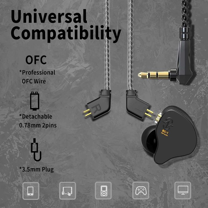 CCZ Melody BC01–хибридни HiFi In-Ear слушалки (1BA + 1DD),без микрофон