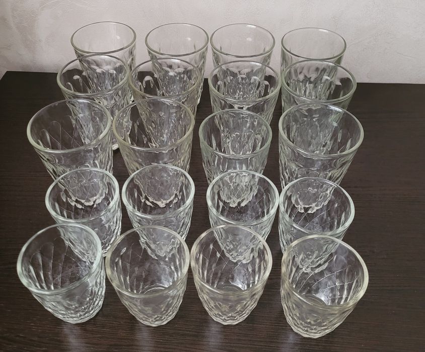 Стаканы, стекло рифленное