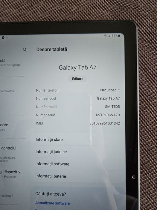 Samsung Galaxy Tab A7 – nouă, nefolosită, slot SIM + cutie originală