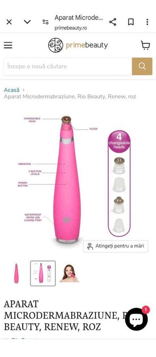 Aparat Microdermabraziune, Rio Beauty, Renew, roz