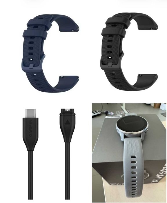 Garmin Venu 2 Plus, Gri, 43mm, Amoled, muzica, apel vocal, 8GB stocare, Garmin Pay