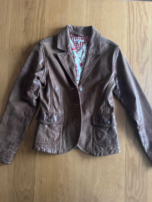 Sacou / geaca piele maro fete 12 ani Tommy Hilfiger ca nou