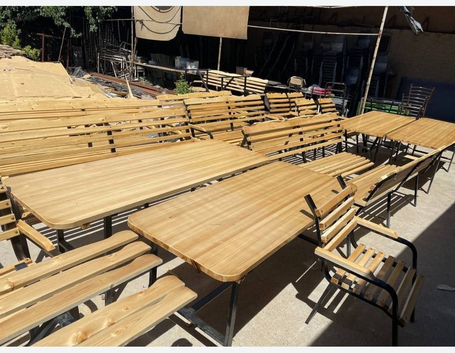 Yozgi dam olish uchun qulay stol-stul (dacha, hovli)