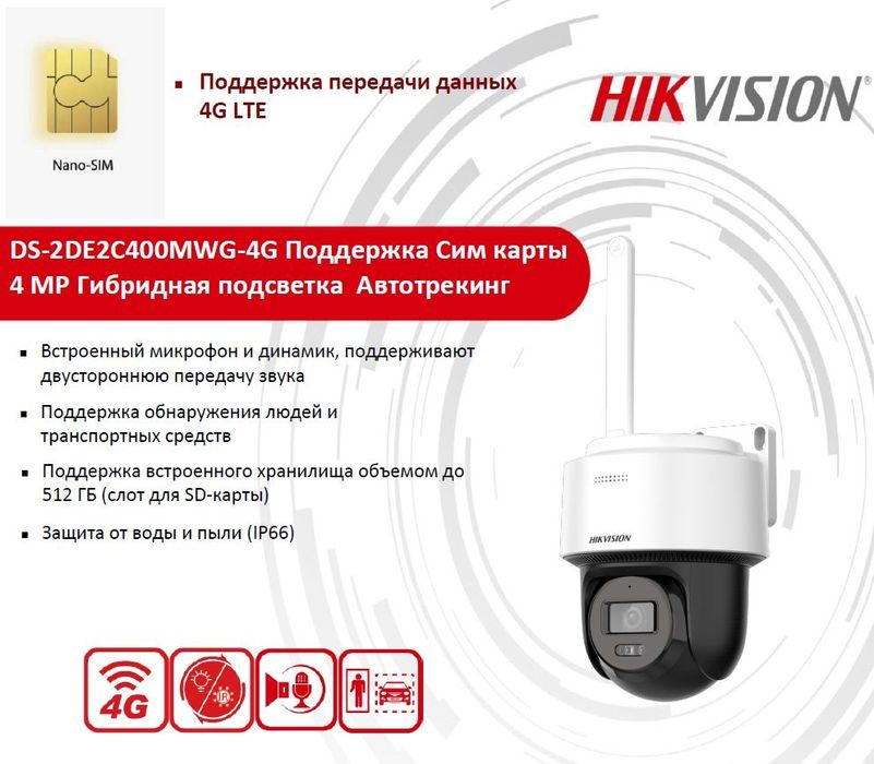 Камера PTZ Hikvision с SIM-картой