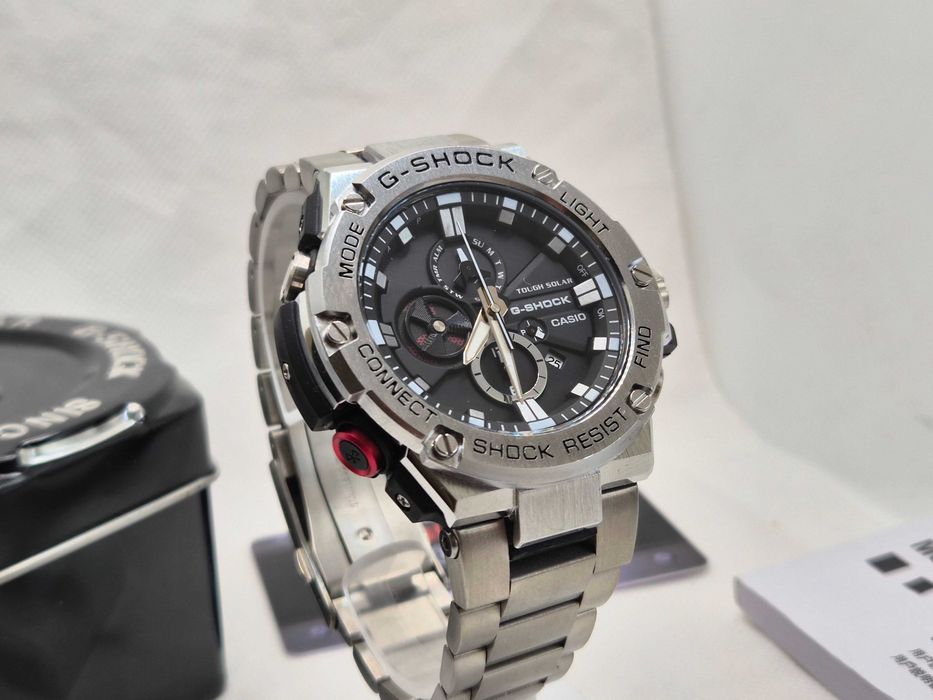 Ceas Sport Barbati Casio g shock GST B100d full metal , SILVER- BLACK Nou.Garantie 2ani