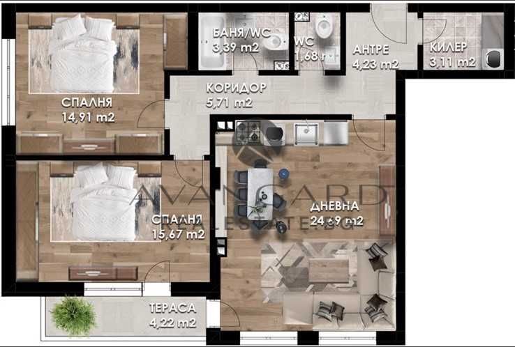 оф.22757 Тристаен с АКТ 14 Кършияка