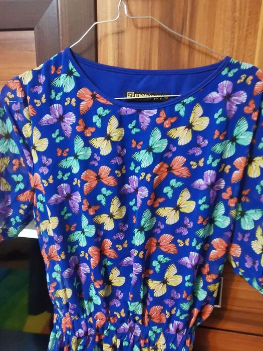 Rochie albastra cu fluturasi / Rochita albastra S