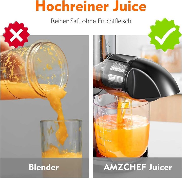 Бавнооборотна сокоизстисквачка Amzchef (ZM1501) 150W с функция за обратно дъвчене