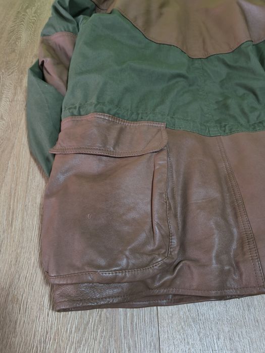 Ловна шуба естествена кожа и плат