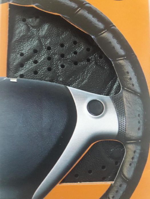 Универсален Черен Кожен Калъф за Волан 37см - 39 см Размер М