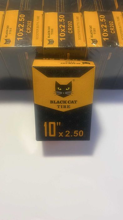 Cameră de aer pentru trotineta 10×2,5 Black Cat – valvă curbată 90×90
