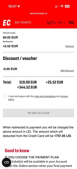 1xGeneral Access & 1xCamping Pass Electric Castle EC 2026