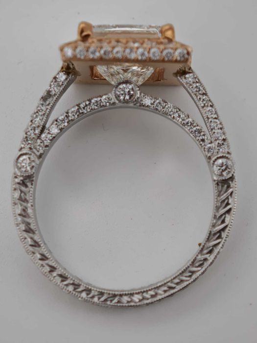 inel 18k/PT diamante naturale si lab grown 4ct IGI