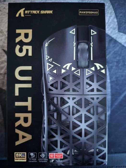 ATTACK SHARK R5 Ultra Carbon Fiber Wireless 8K PAW3950MAX Gaming Mouse