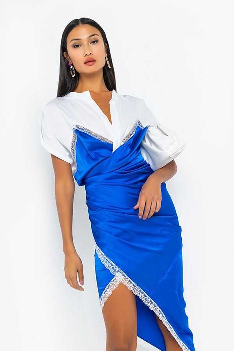 Rochie Midi Dama din Satin, tip T-shirt, disponibila in 3 nuante