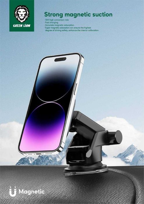 Holdir Green Lion Магнитный Авто Держатель MagSafe 15W For iPhone 15/