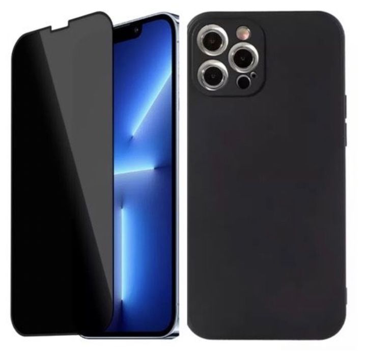 Husa Dust Case si Folie Sticla Privacy Iphone 13/14/15/ MINI PRO MAX