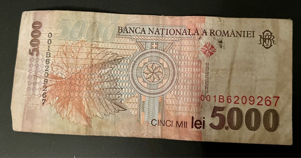 Bancnota 5000 lei cu Lucian Blaga din 1998 in stare ok. 001B6209267