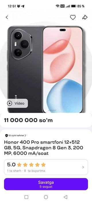 Honor 400 pro bor