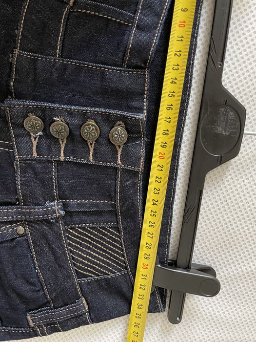 Blugi slim fit bleumarin cu talie inalta, cusaturi in contrast (38/M)