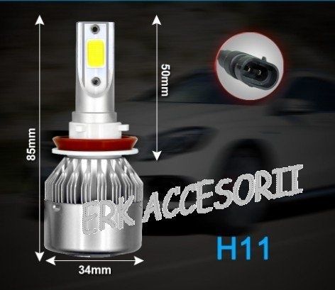 Set bec LED H11 30W - 3200 lumen CULOARE ALB RECE - 6000k 12V - 24v
