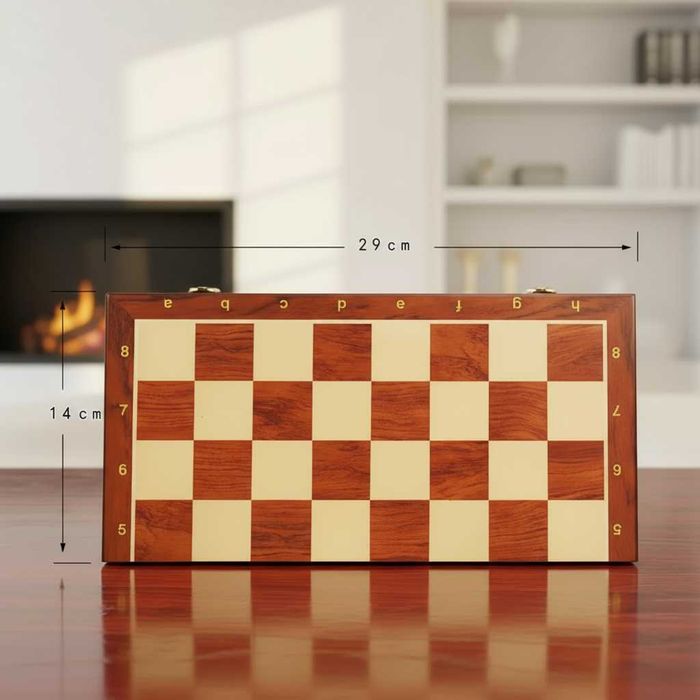 Set sah lemn premium pliabil 29x29cm depozitare cu spatii individuale