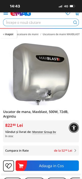 uscator de maini nou maxblast