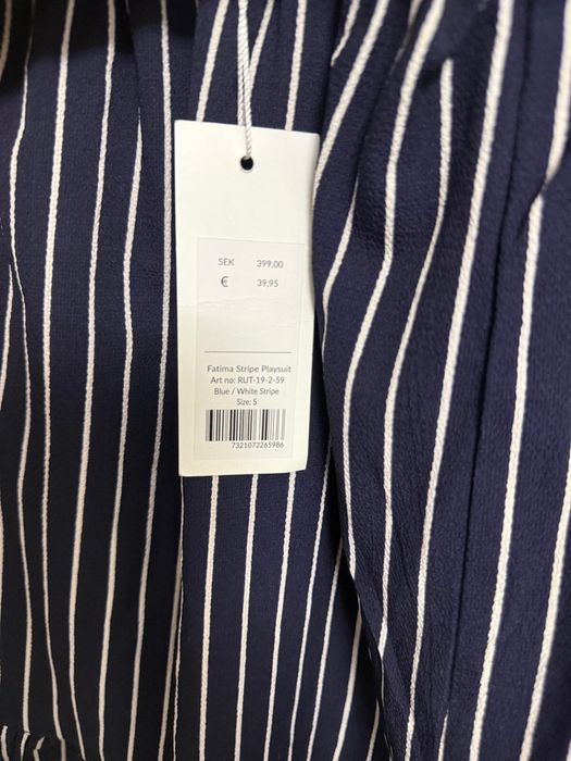Salopetă scurtă Rut & Circle Fatima Stripe S nouă cu etichetă bleumarin dungi