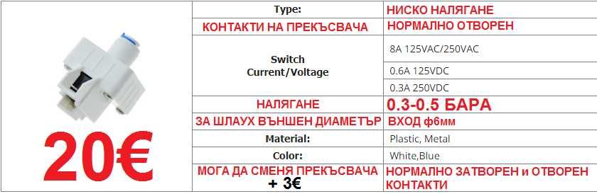ПРЕСОСТАТ хидрофорна водна помпа високо ниско налягане