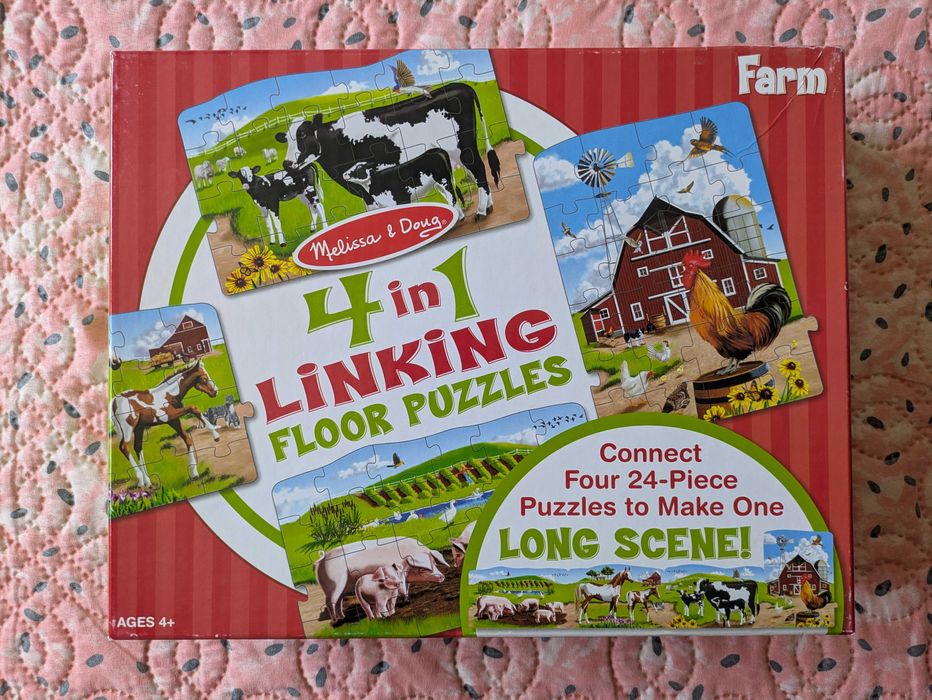 Puzzle de podea Melissa & Doug cu 4 x 24 piese