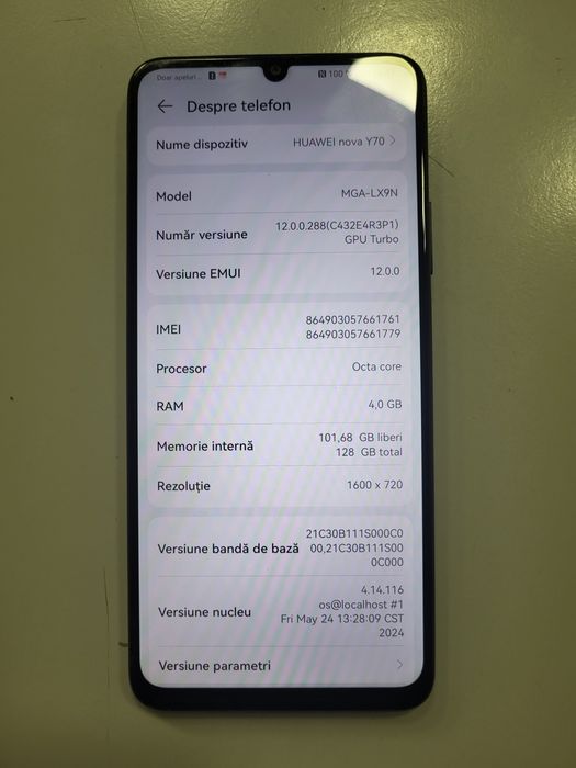 Huawei NOVA Y70 Black 128 ROM DualSim ca Nou Impecabil Poze Reale