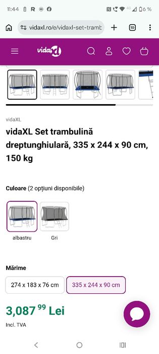 Trambulină dreptunghiulară 335/244