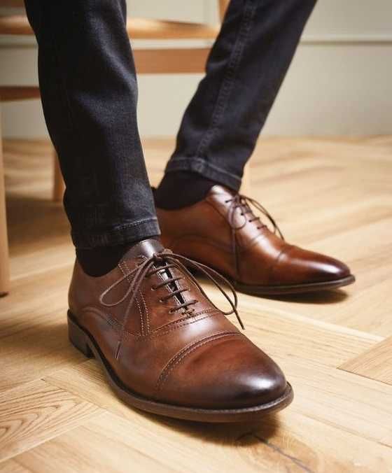 Pantofi oxford 39 40.5 cap toe Asos NOI piele naturala moale