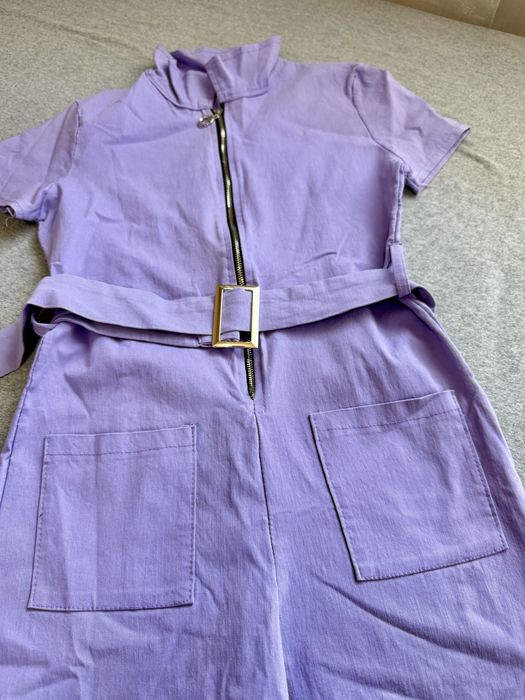 Дамски гащеризон в лилав цвят с коланче