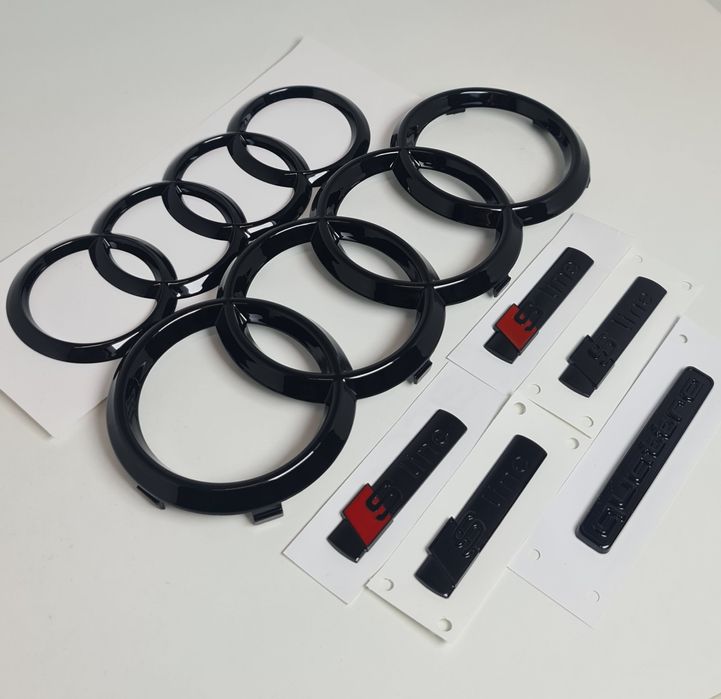 Emblema-Logo-Sigla-Cercuri-Inele-Audi-Negre-Black-Sline-Quattro-A4-5-6