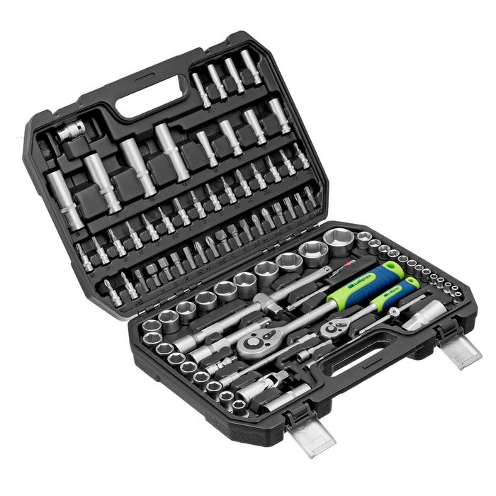 Набор инструментов, 1/2", 1/4", пластиковый кейс, 94 предмета. Сибртех