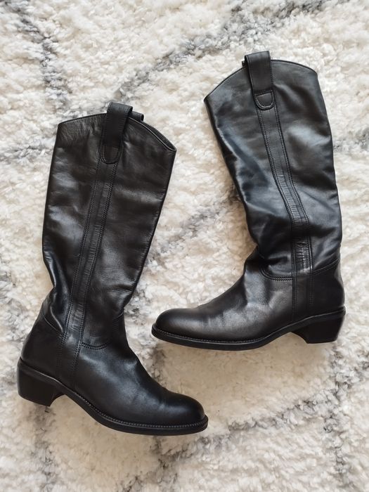 Черни ботуши, ботуши естествена кожа,