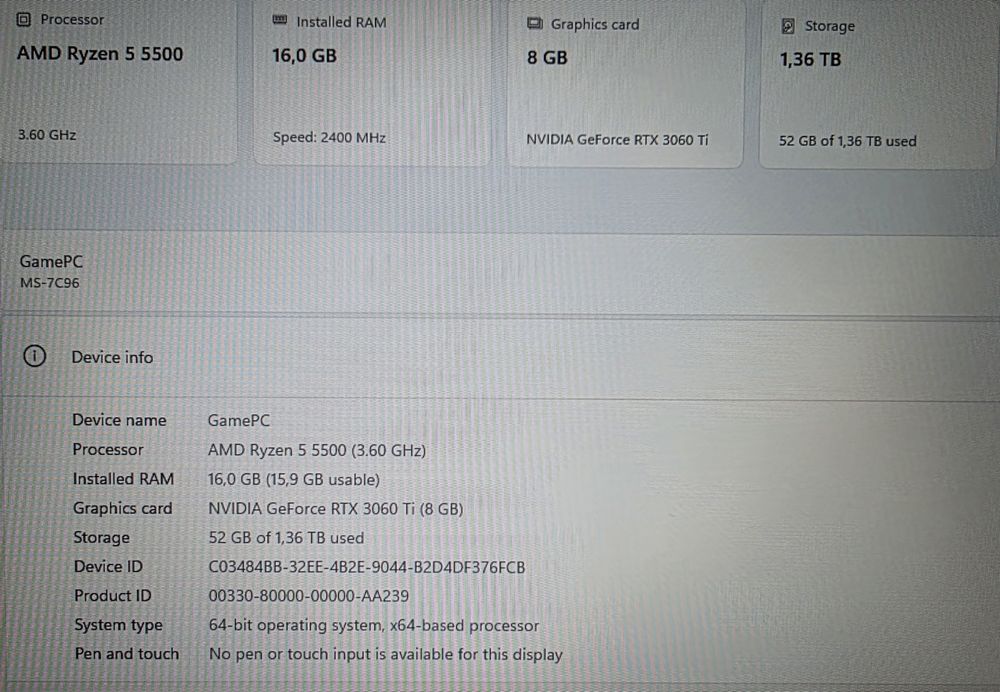 Геймърски компютър Ryzen 5 5500, RTX 3060TI, 16 RAM