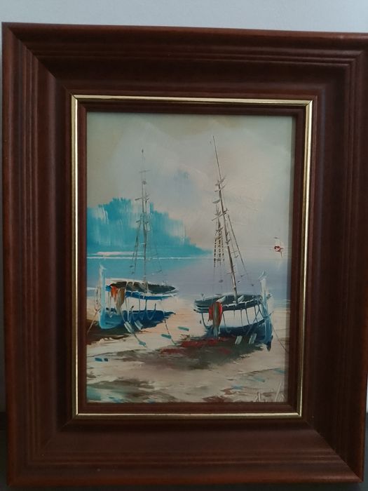 2 tablouri deosebite în vopsea acrilica pe pânză, înrămate (galerie d