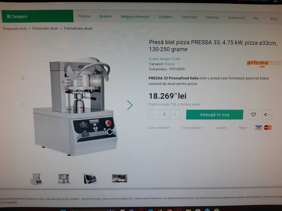 Formator electric blat pizza max 300 mm, cu placi de presare