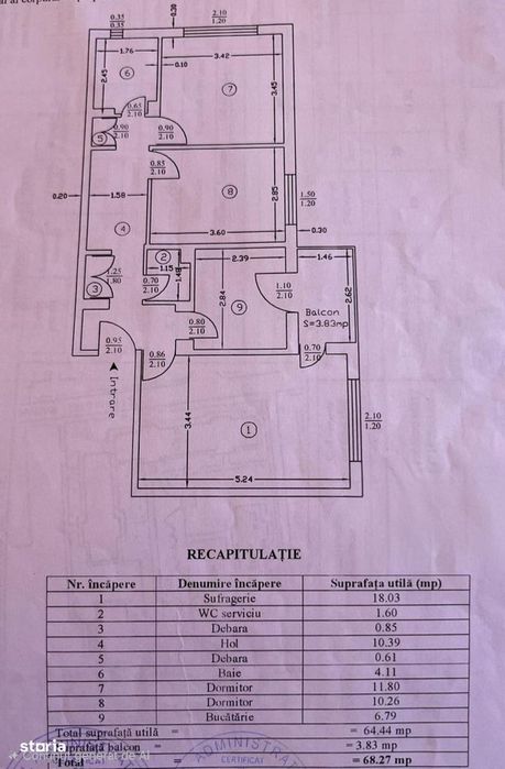 Apartament 3 camere de vanzare, zona-Exercitiu