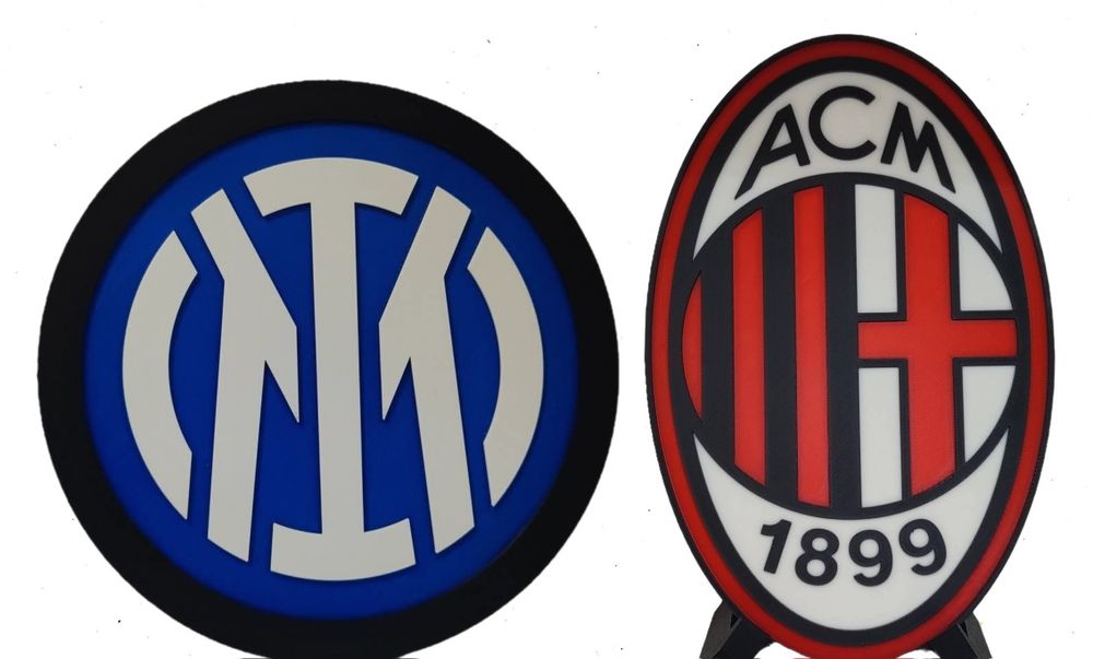 Емблеми на футболни клубове AC Milan или FC Inter