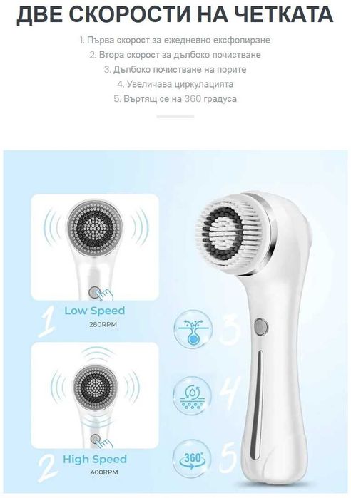 Уред за професионално почистване на лице с функция Ion EMS лифтинг