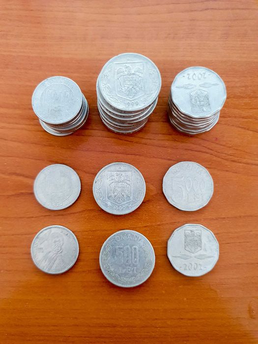 Colctie 10 monede rare (500, 1000, 5000) lei