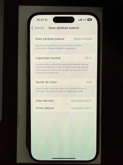 Iphone 15 Pro Black Titanium, 128 GB. de FLANCO///CA NOU, IDEAL CADOU