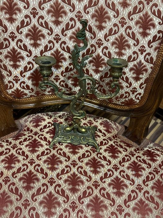 старинен бронзов свещник двойка