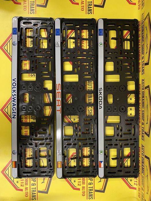 Set 2 suporti numar numere inmatriculare Audi Skoda Seat