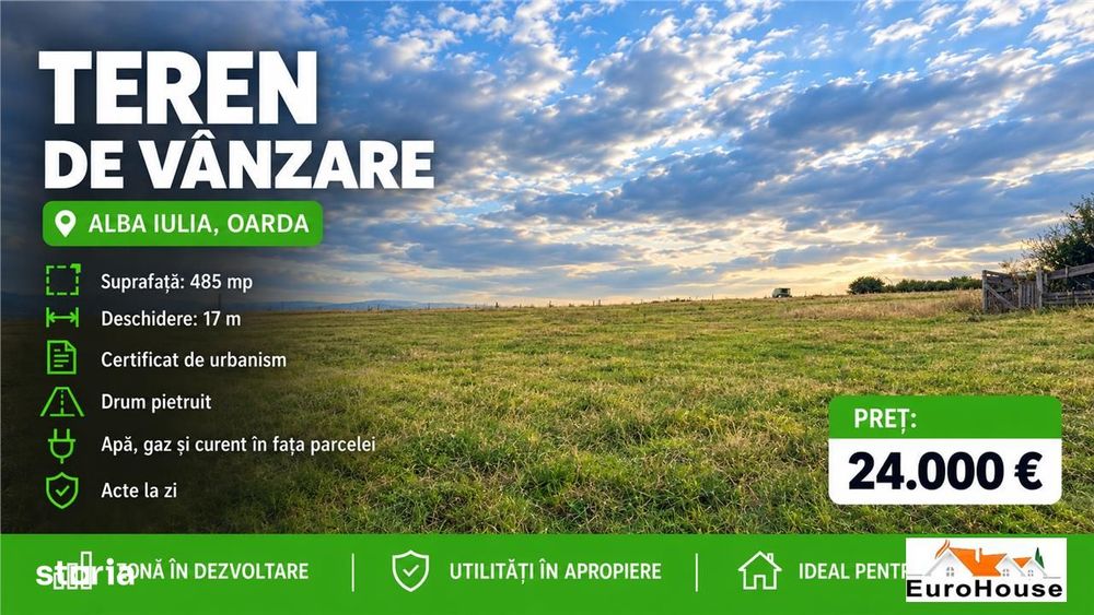 Teren Intravilan De Vanzare I Alba Iulia - Oarda I 485mp I