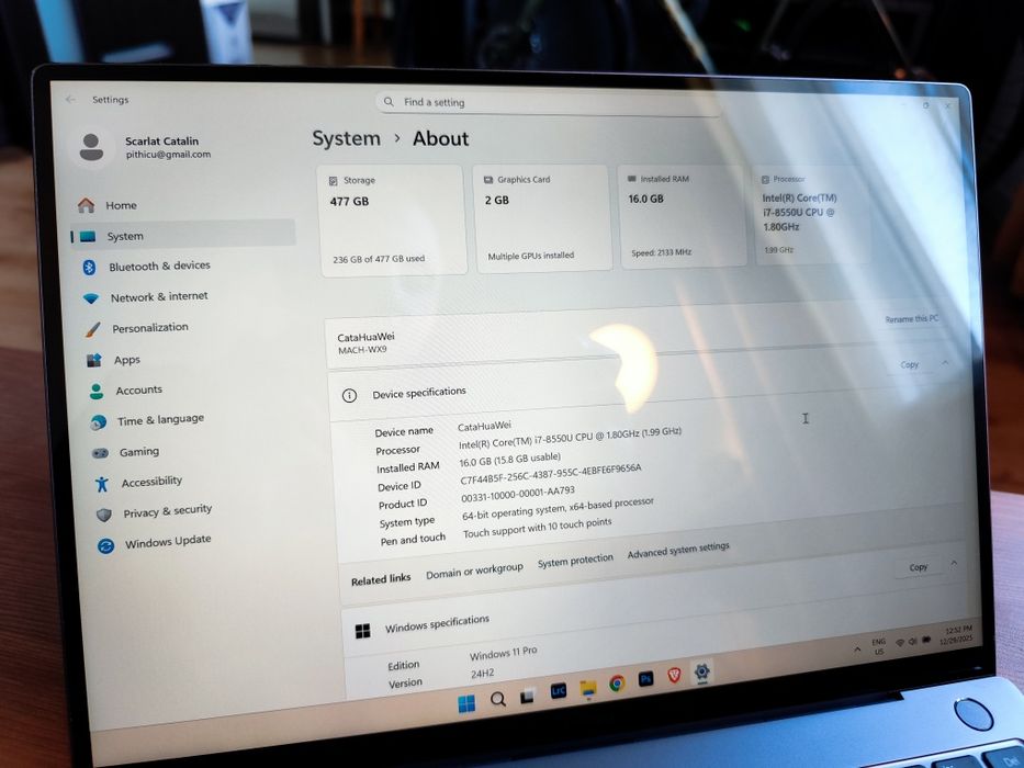 Huawei MateBook Mach-W29 13' 2160x1440 Touchscreen