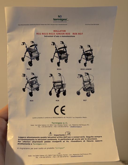 Cadru de mers (Rollator) pliabil – foarte ușor de utilizat
